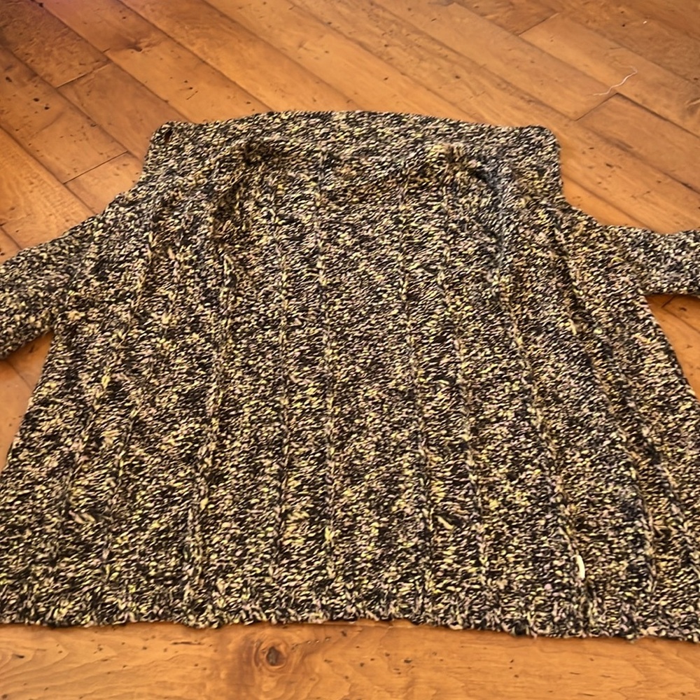 Free People Long Button Up Sweater Purple & Yellow with 2” Buttons - Picture 11 of 12